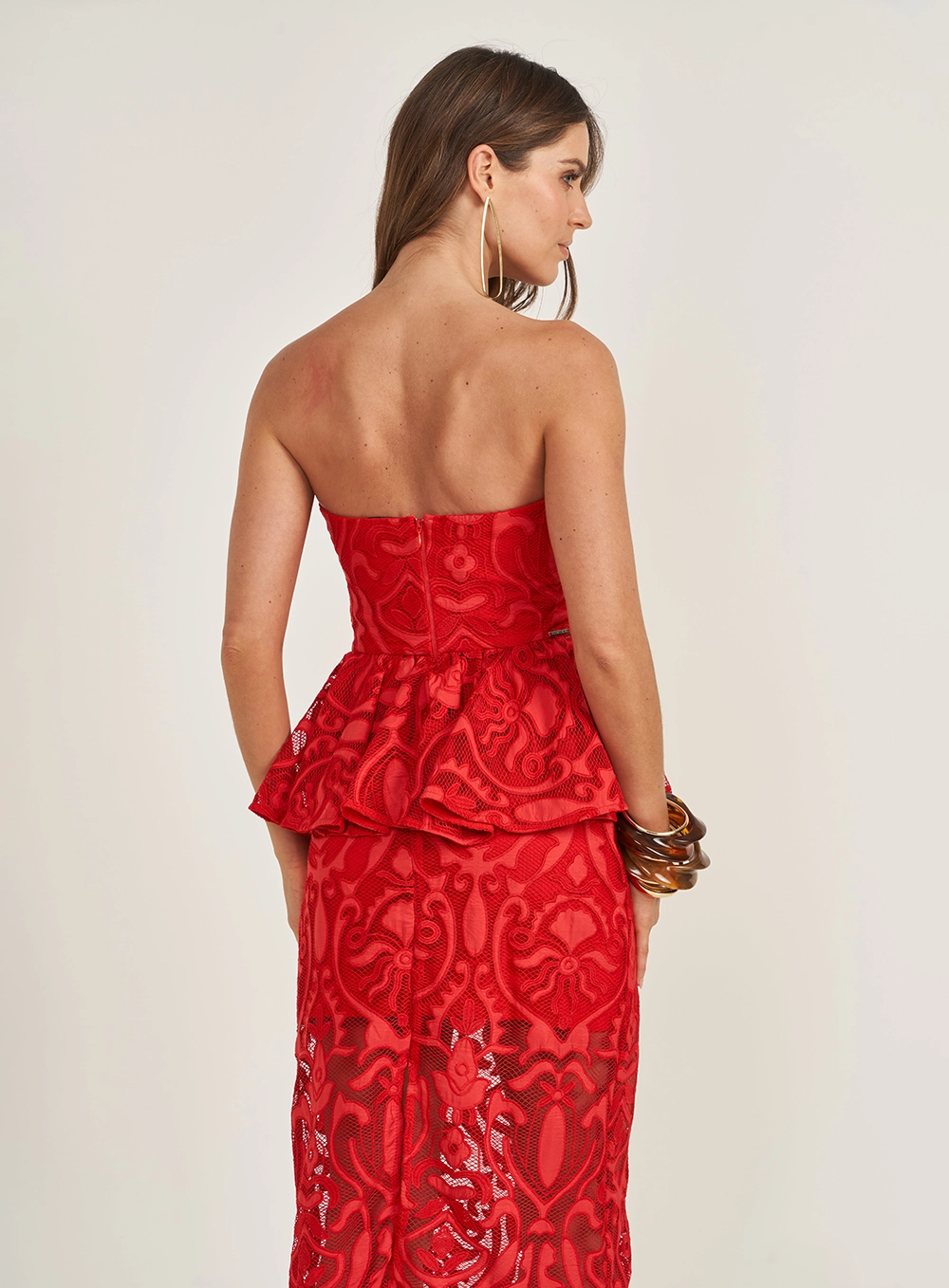 Blusa Peplum Bordada Vermelho