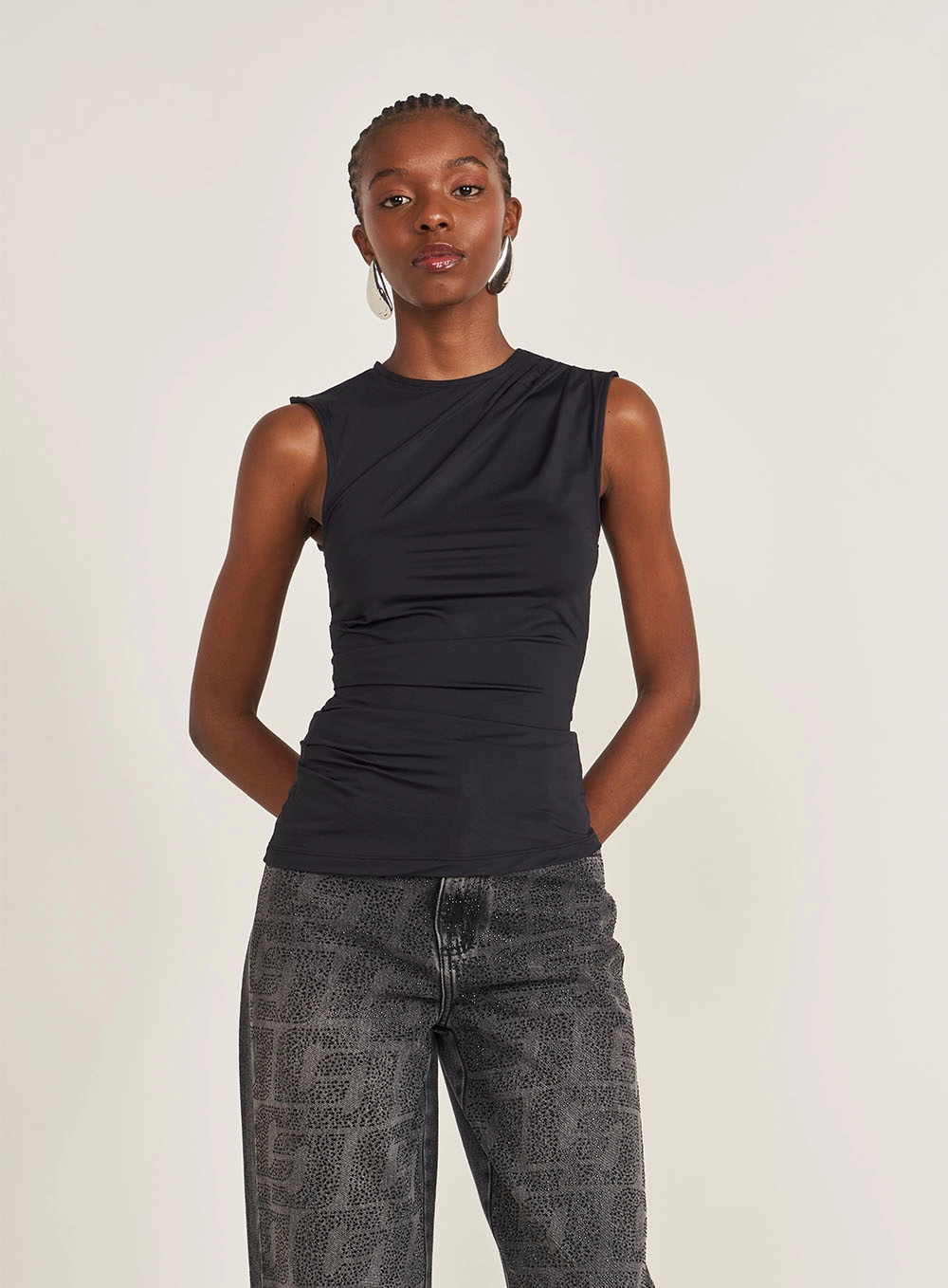 Blusa Slim Com Detalhe Franzido Preto