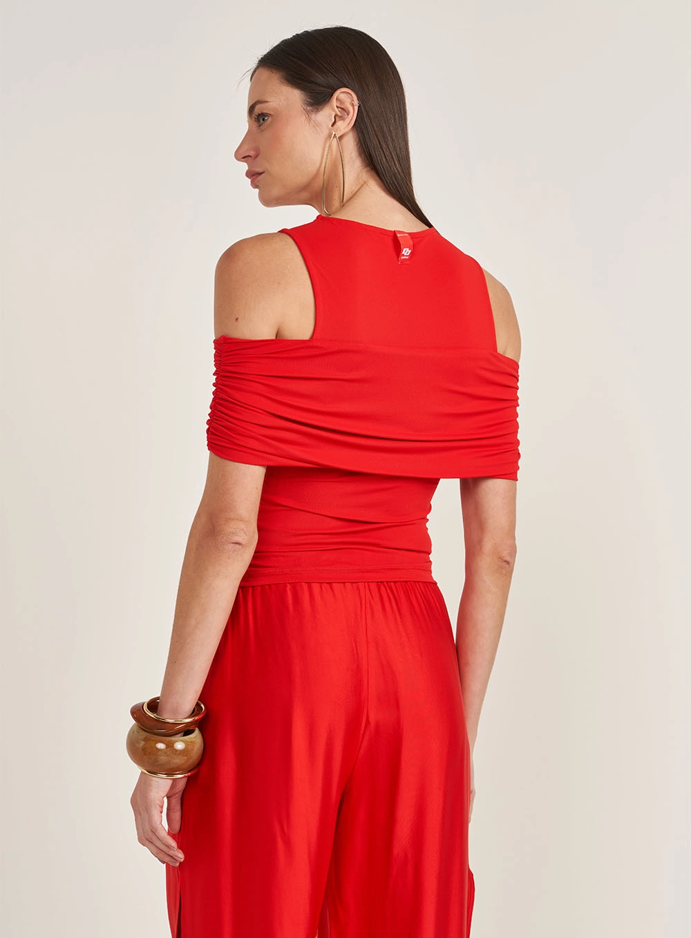 Blusa Slim Com Sobreposição Vermelho