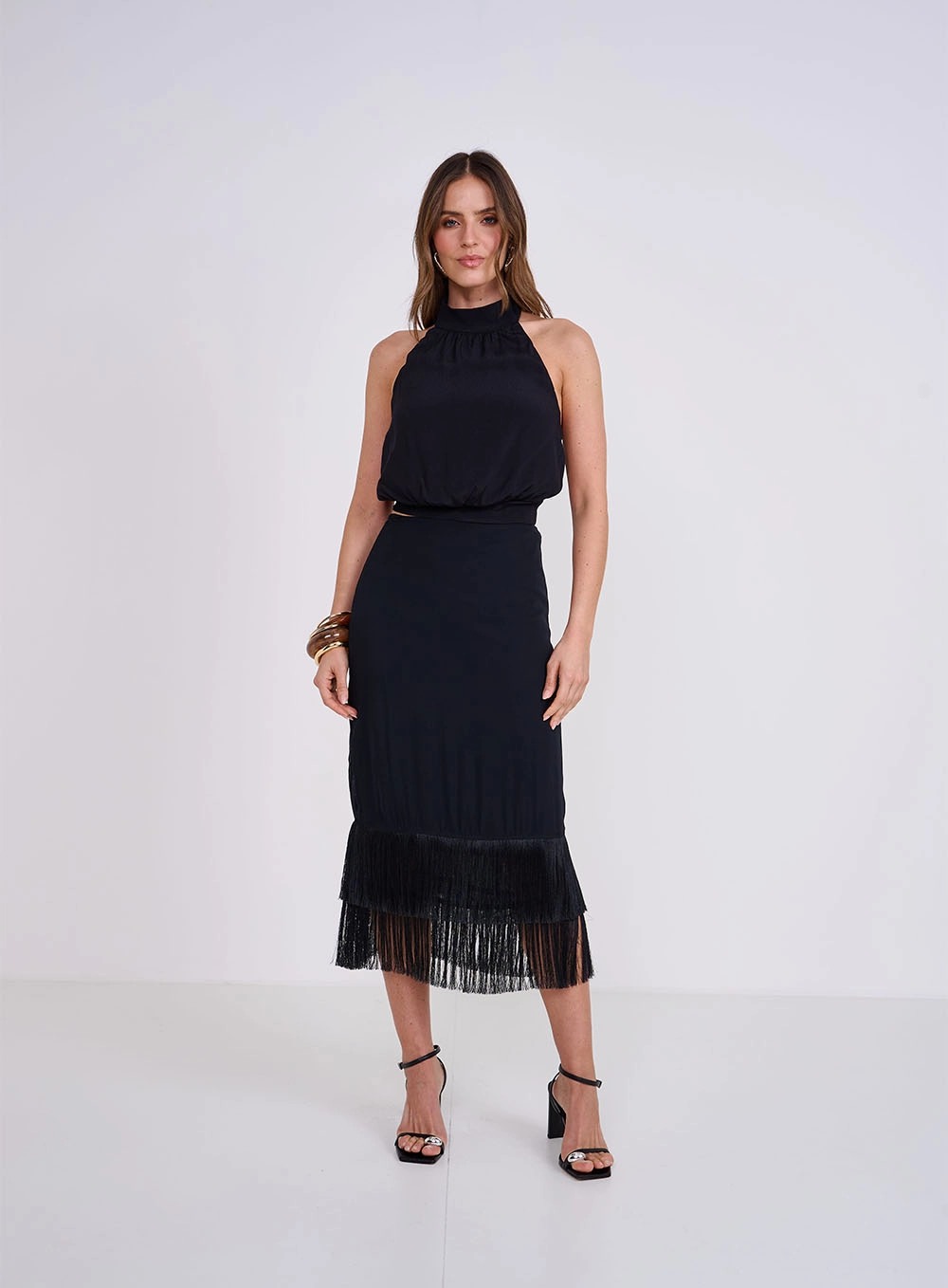 Blusa Frente Única Comfort Com Amarração Preto