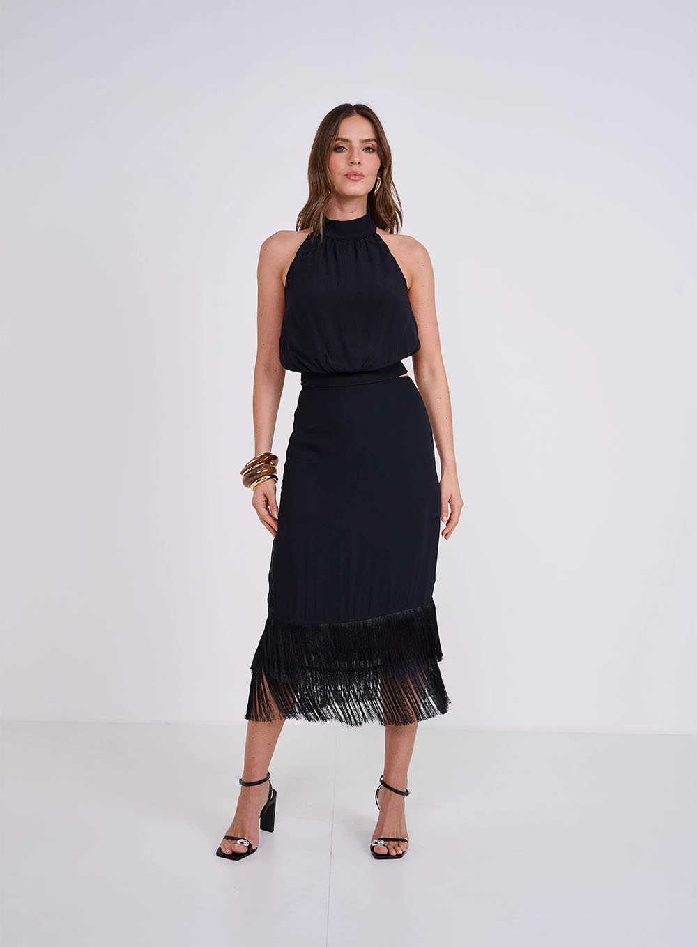 Blusa Frente Única Comfort Com Amarração Preto