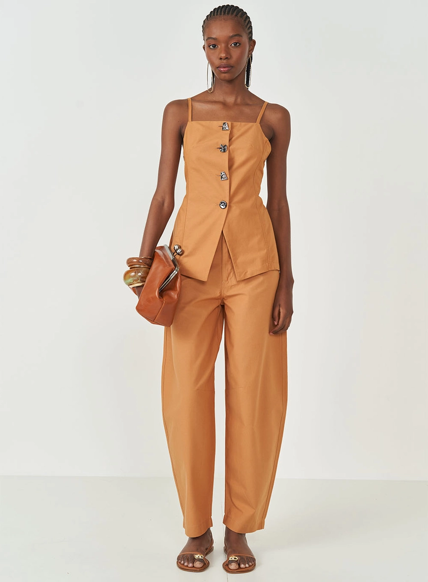 Blusa Slim Alongada Com Alças Finas