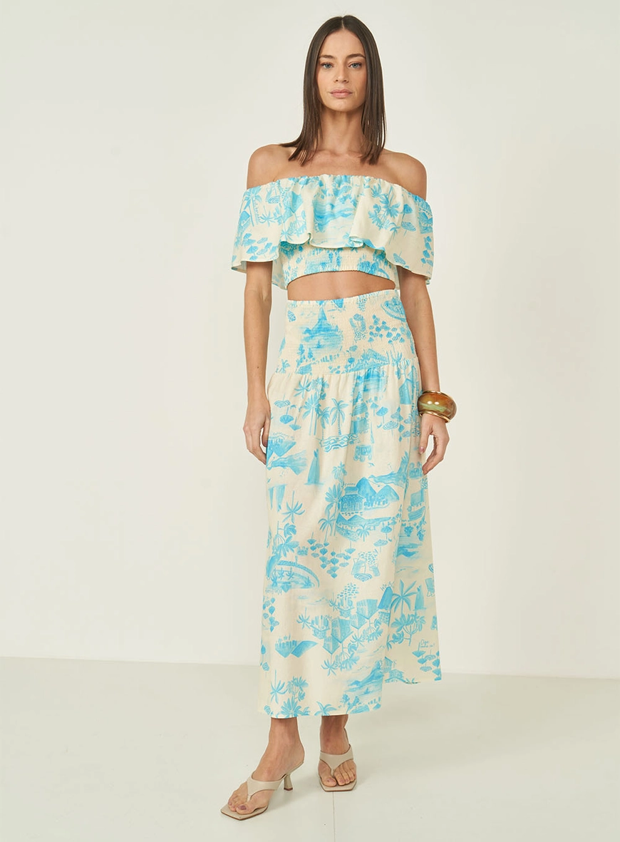 Blusa Ombro A Ombro Estampado
