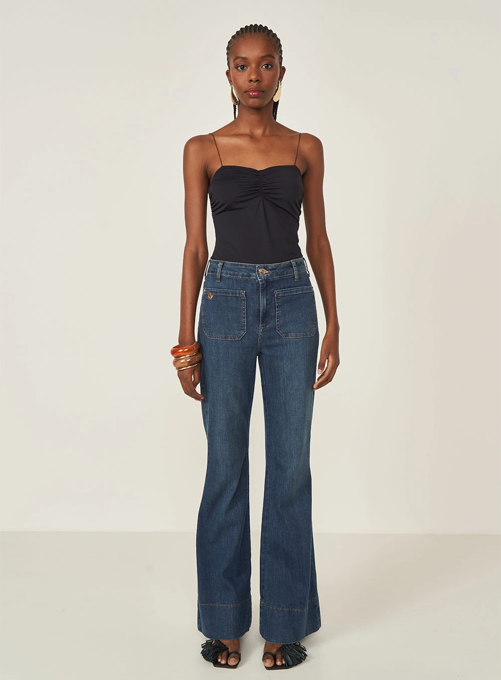 Blusa Slim Com Detalhe Franzido Preto