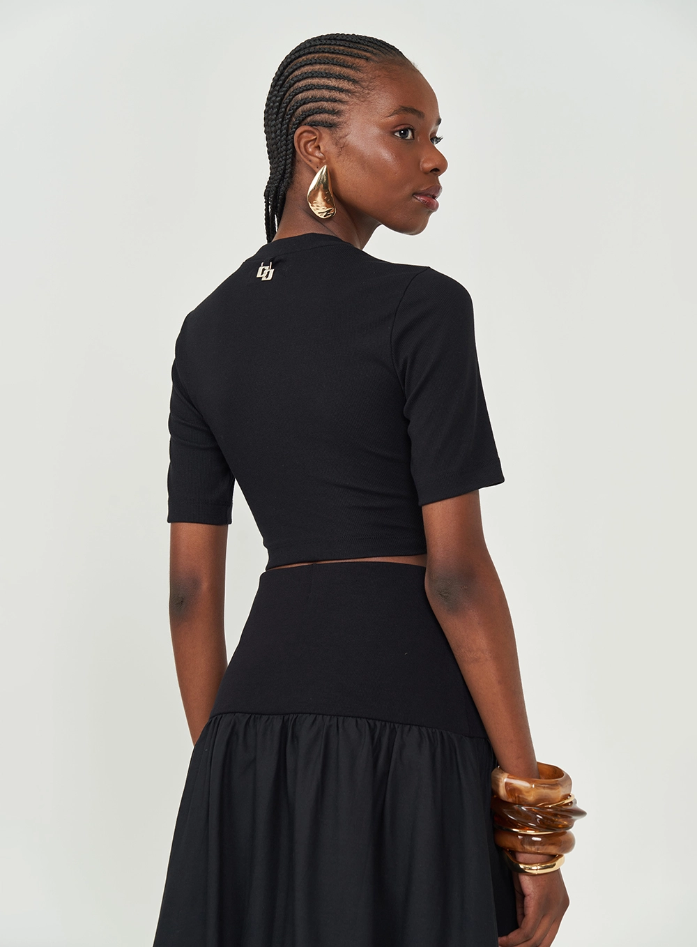 Blusa Slim Canelada Com Detalhe Em Transpasse Preto