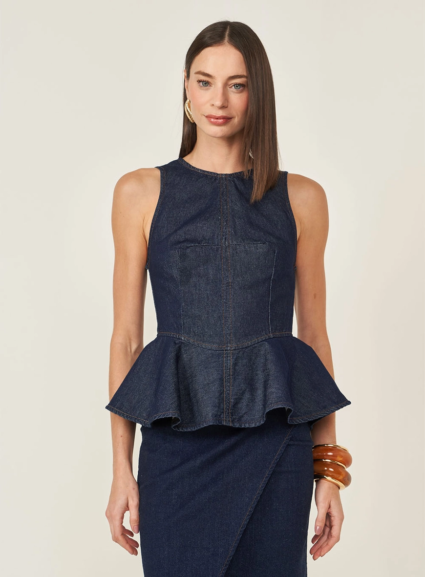 Blusa Jeans Peplum