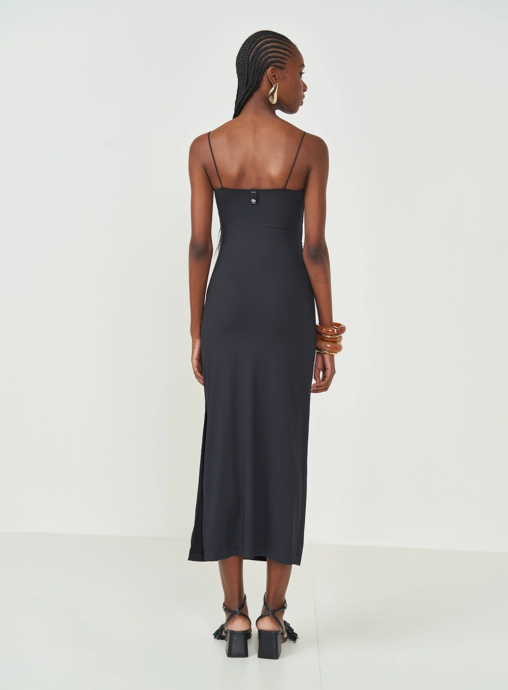 Vestido Slim Canelado Preto