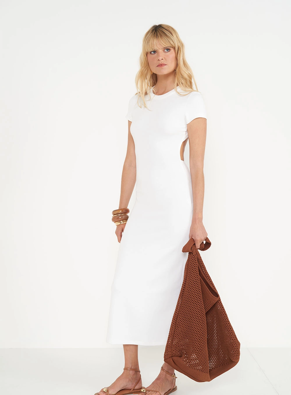 Vestido Midi Slim Costas Vazadas Off Shell