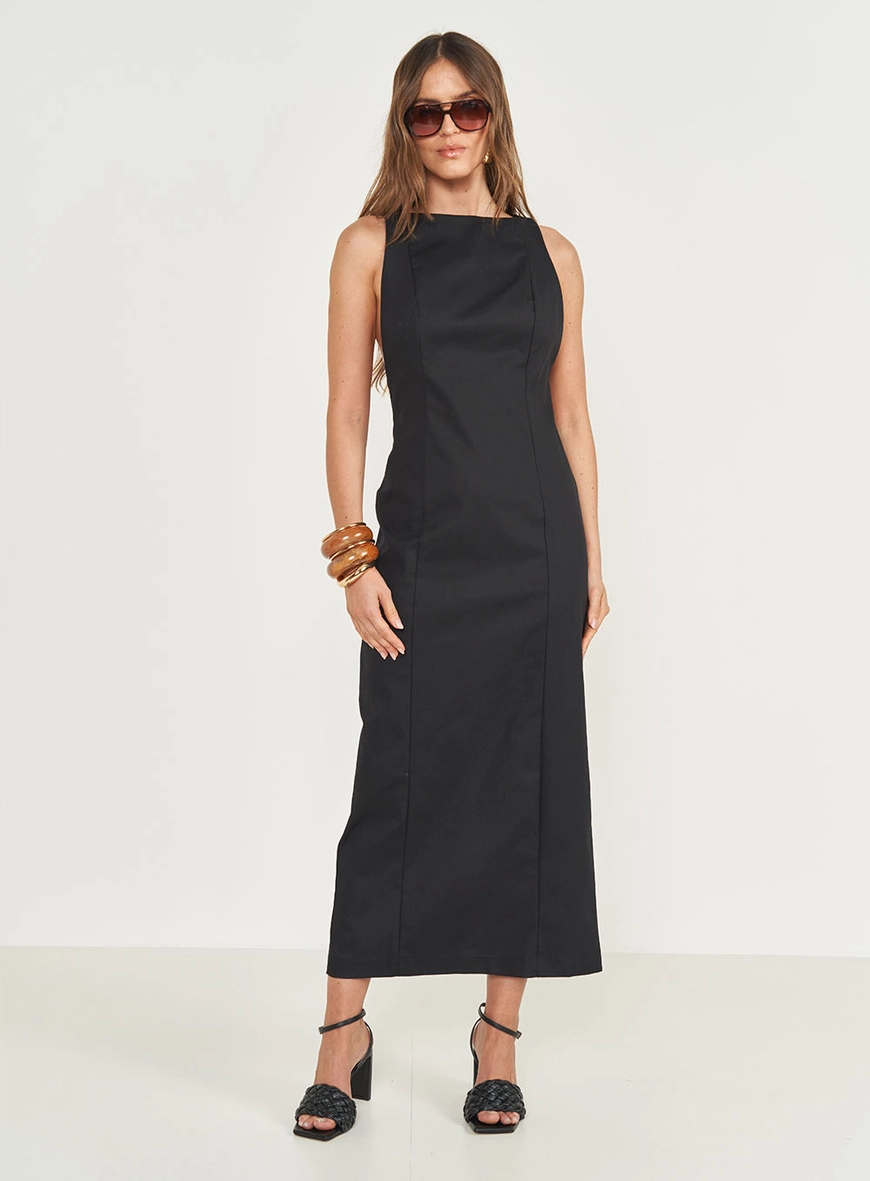 Vestido Midi Slim Mangas Cavadas