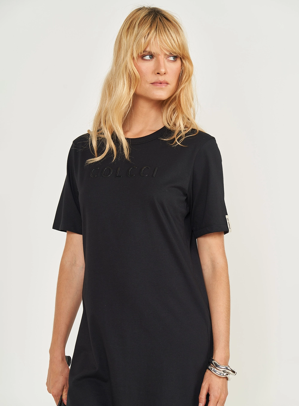 Vestido T-shirt Midi Manga Curta Preto