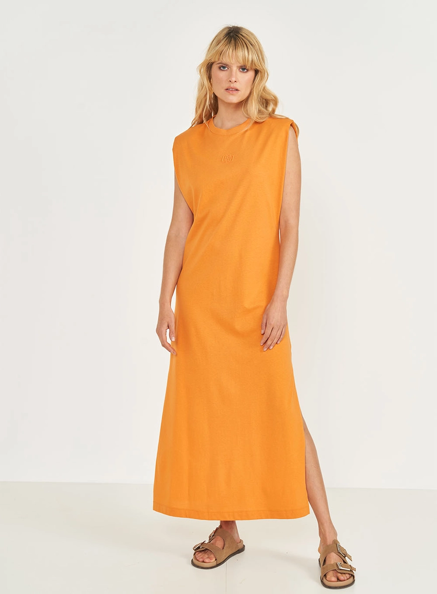 Vestido Midi Comfort Com Detalhe Em Logo