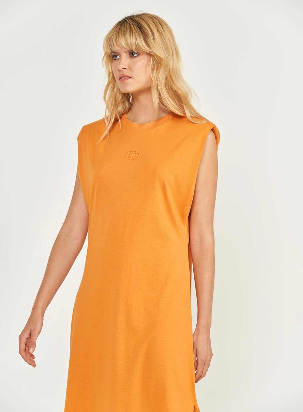 Vestido Midi Comfort Com Detalhe Em Logo Laranja