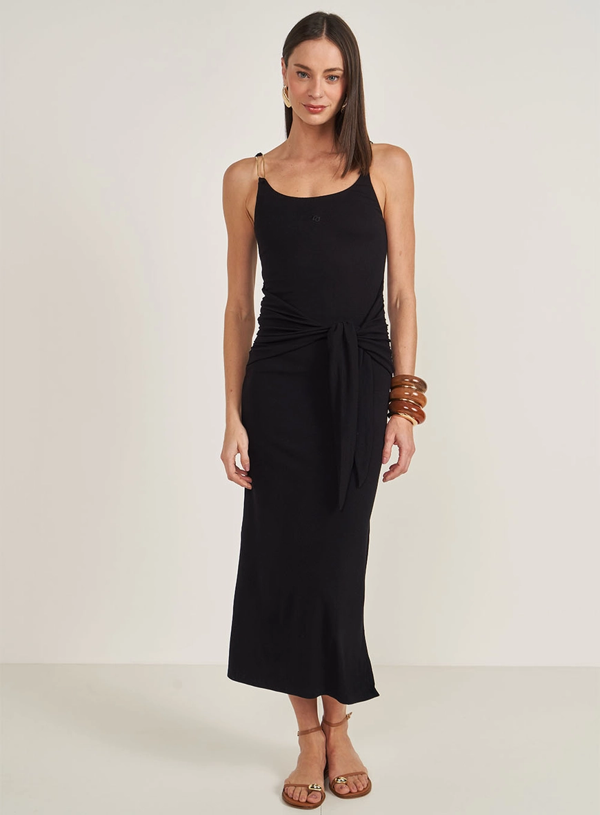 Vestido Midi Alça Em Metal Slim