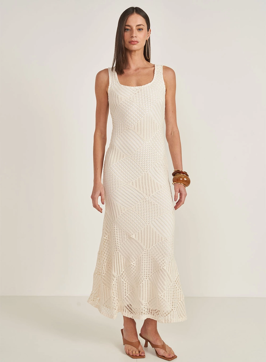Vestido Longo Slim Em Tela