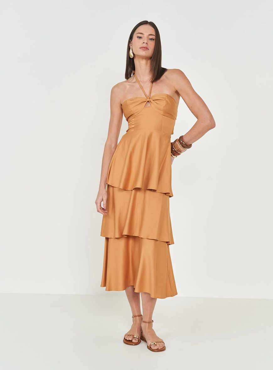 Vestido Midi Em Camadas
