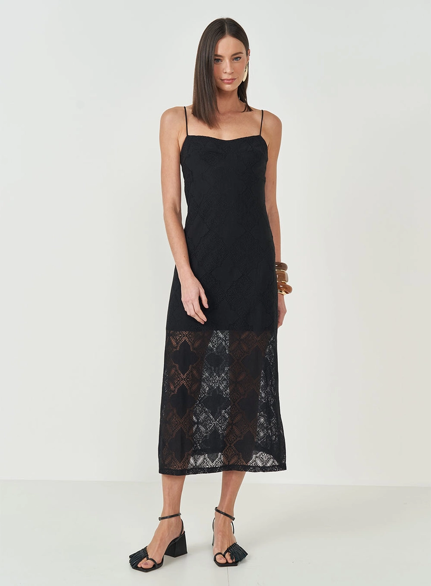 Vestido Midi Comfort Com Renda