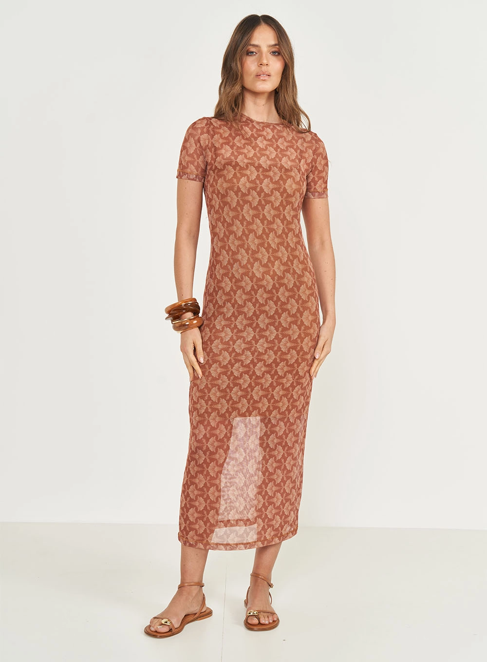 Vestido Midi Em Tule Estampado Estampados