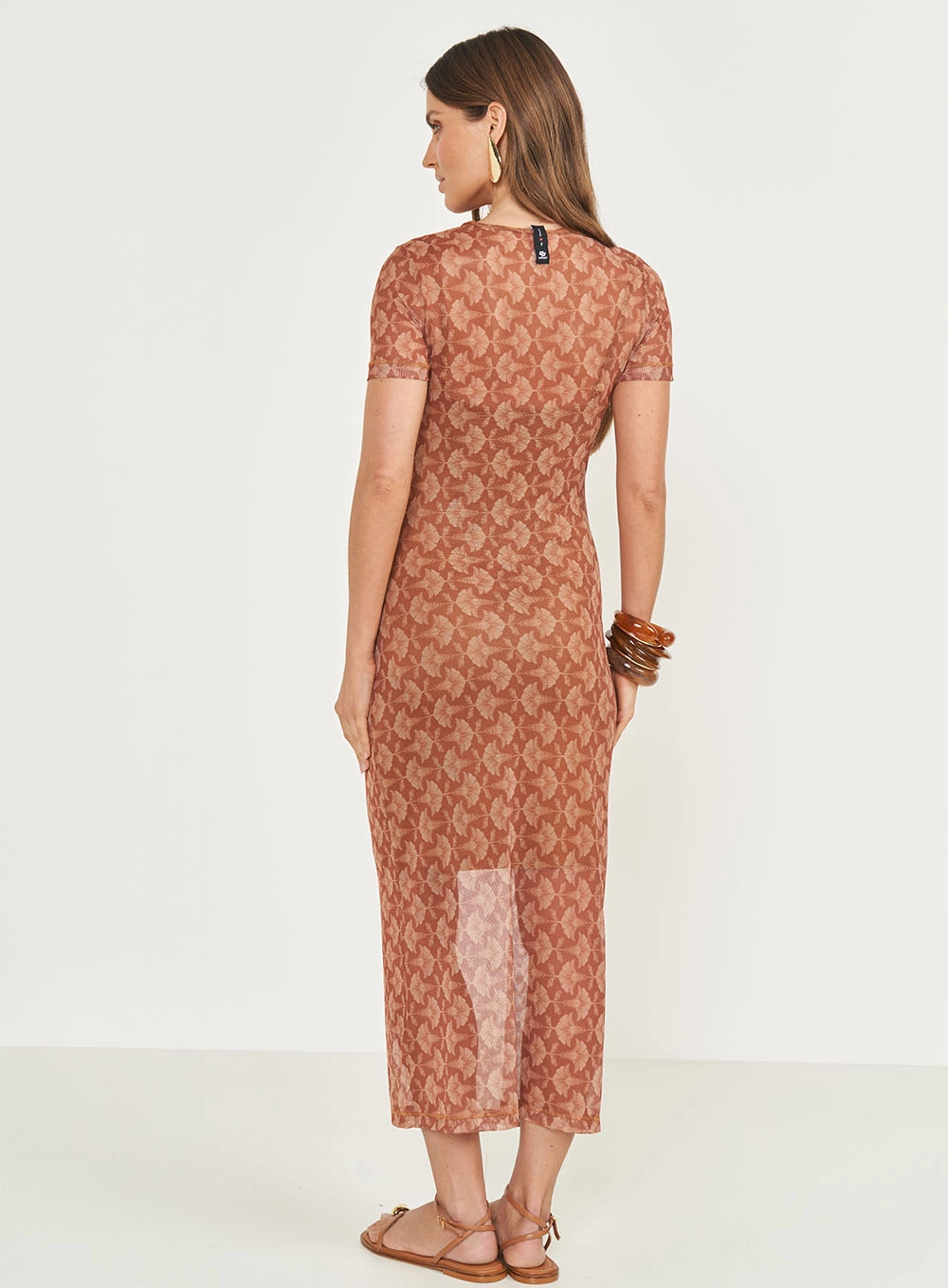 Vestido Midi Em Tule Estampado Estampados