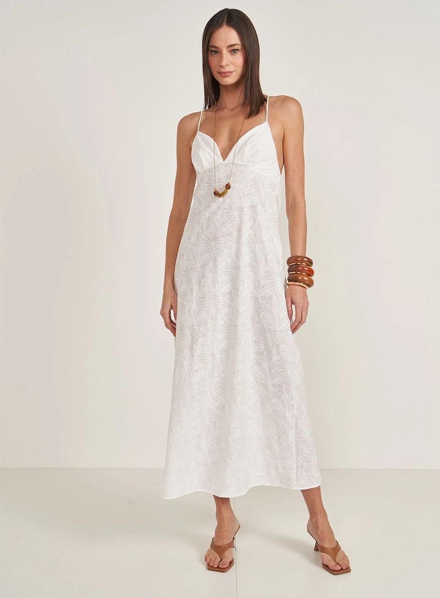 Vestido Midi Com Bordado