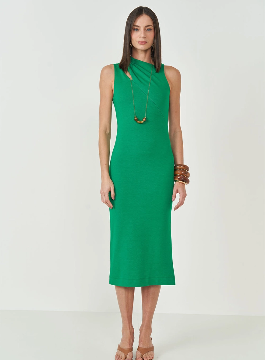 Vestido Midi Comfort Com Detalhe Vazado