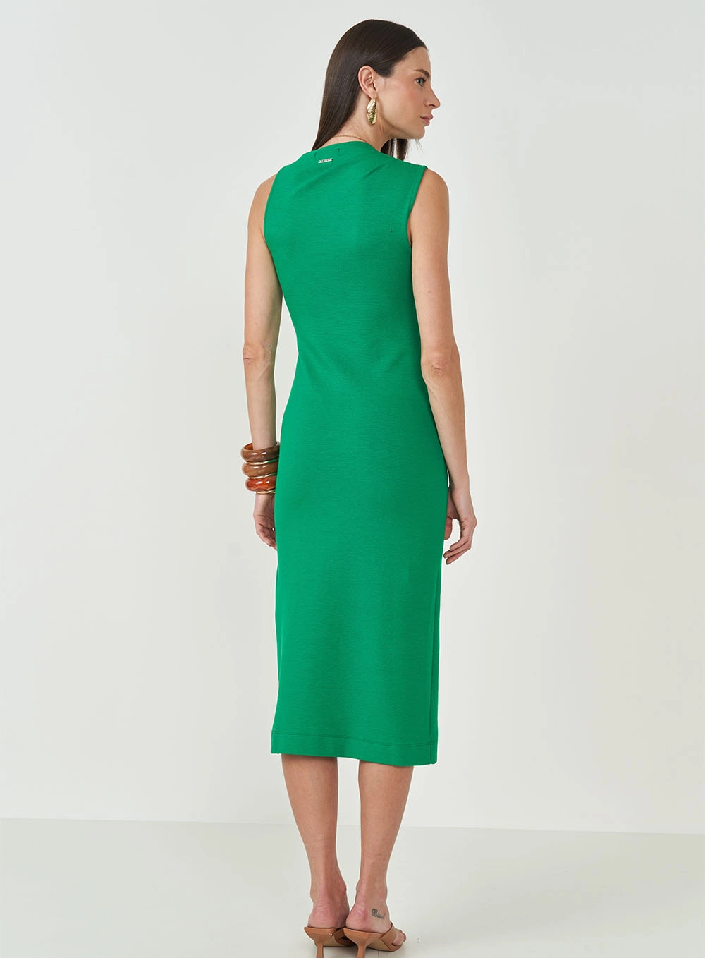 Vestido Midi Comfort Com Detalhe Vazado Verde Vanity