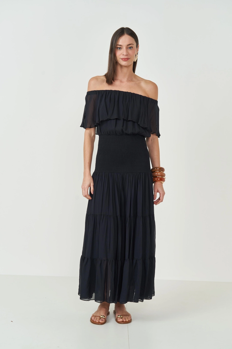 Vestido Feminino Ombro A Ombro Preto