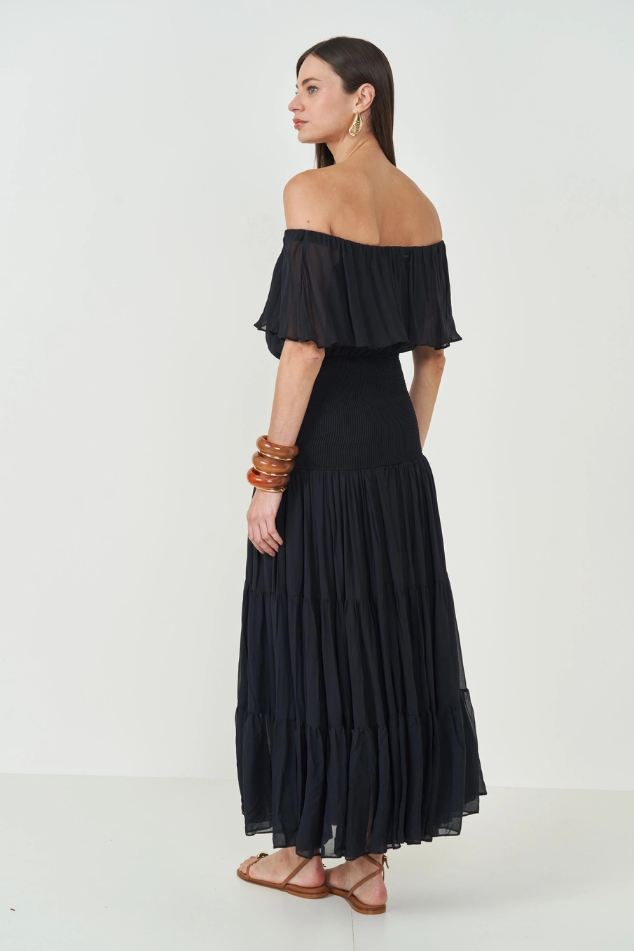 Vestido Feminino Ombro A Ombro Preto