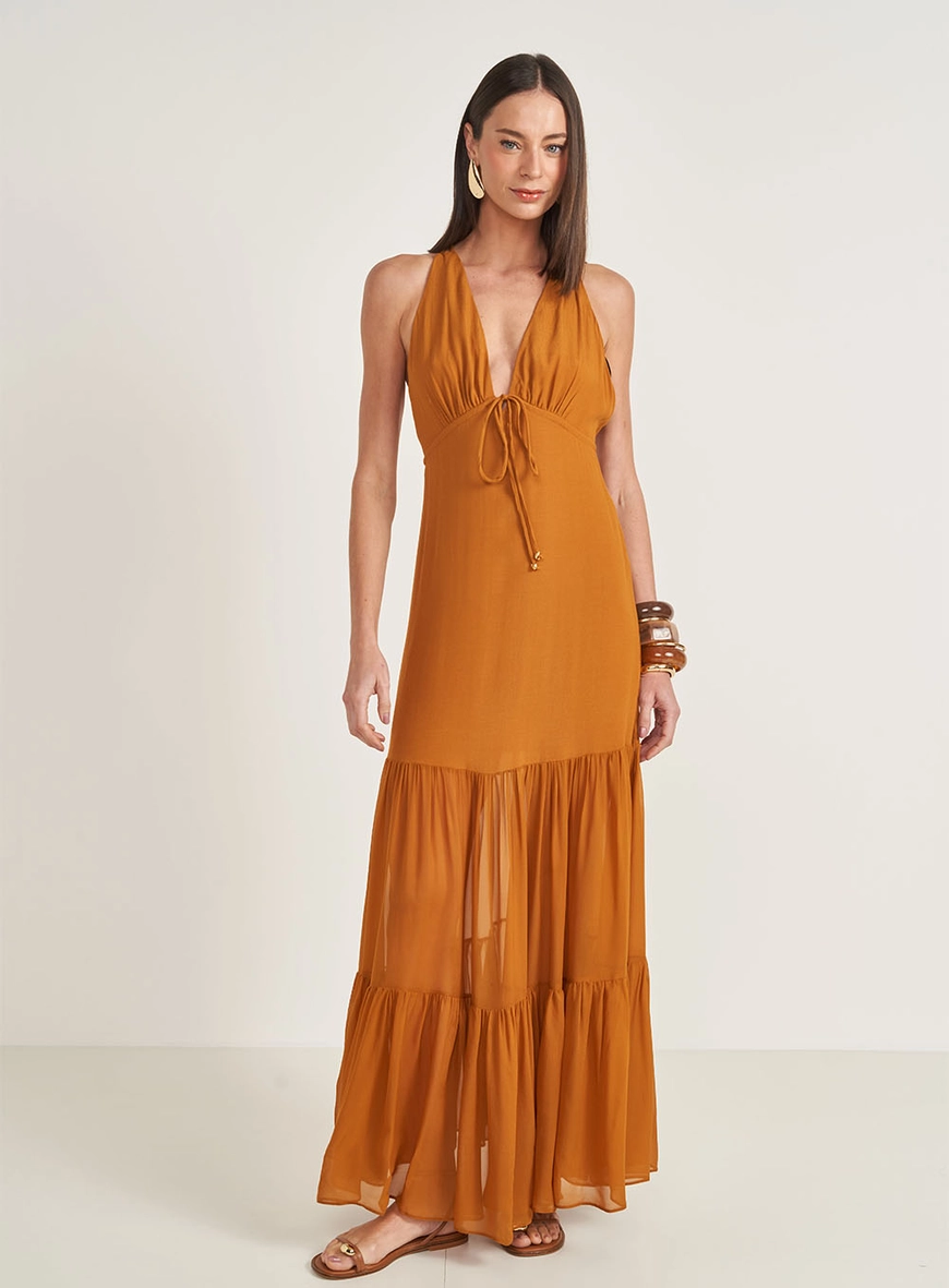 Vestido Longo Comfy Com Amarração Costas