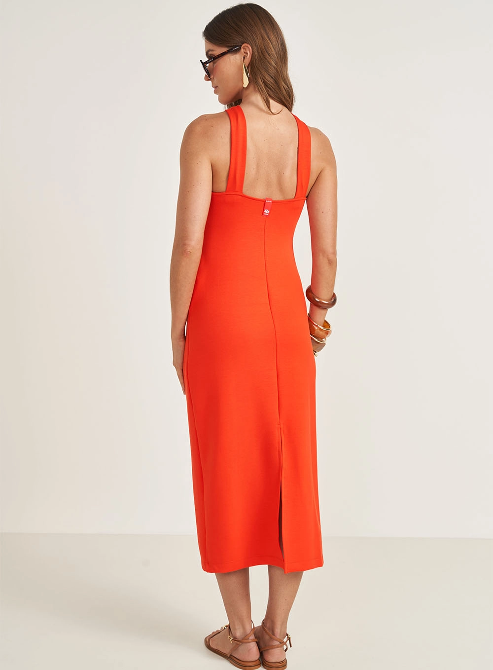 Vestido Midi Slim Com Transpasse Vermelho