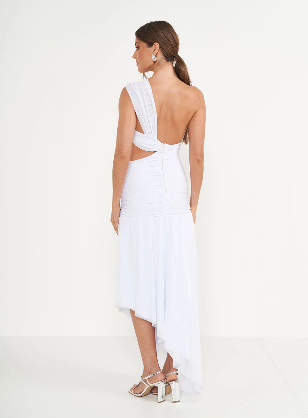 Vestido Em Tule Com Recorte Cut Out Branco