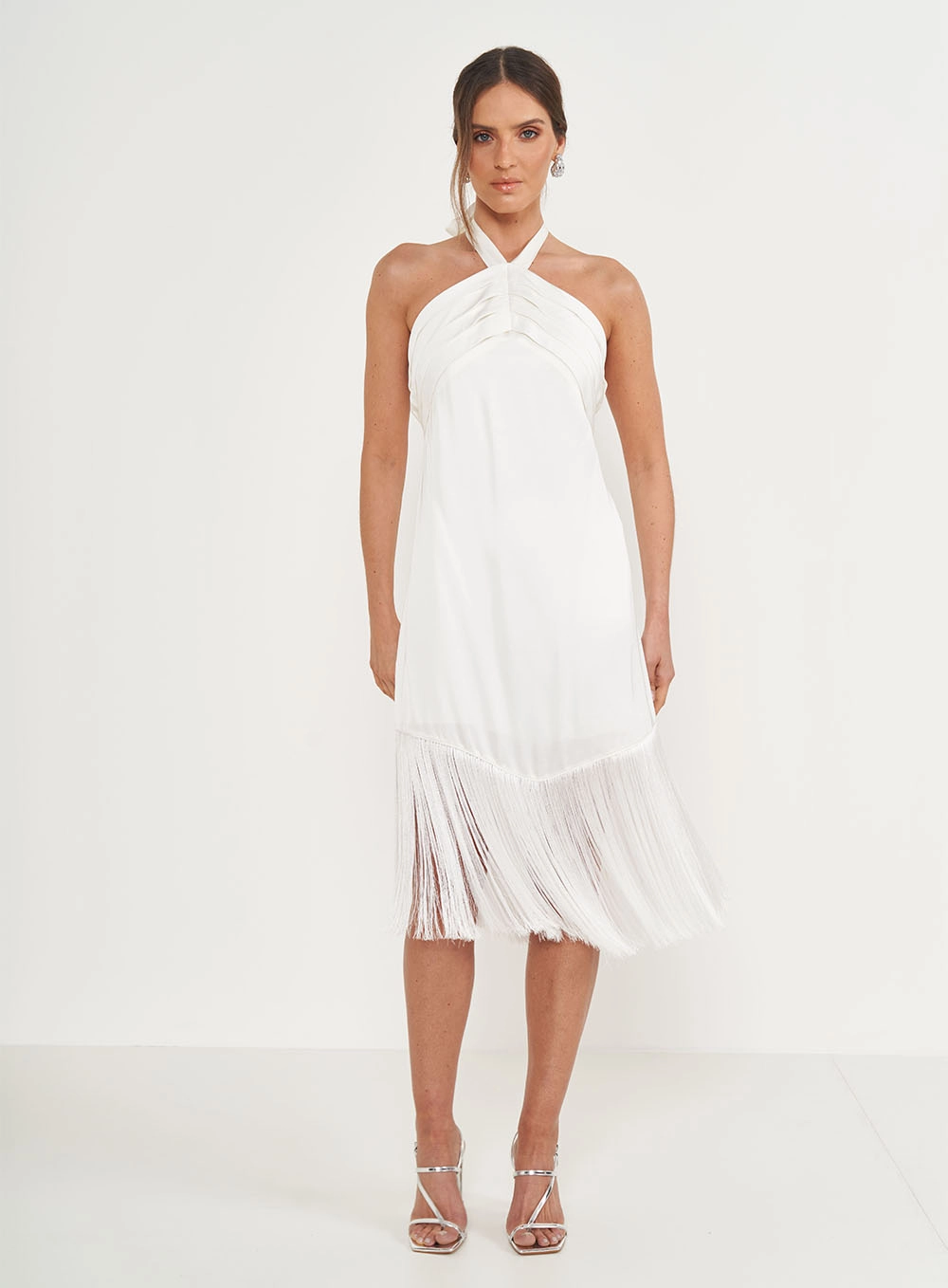Vestido Comfort Com Franjas Off Shell