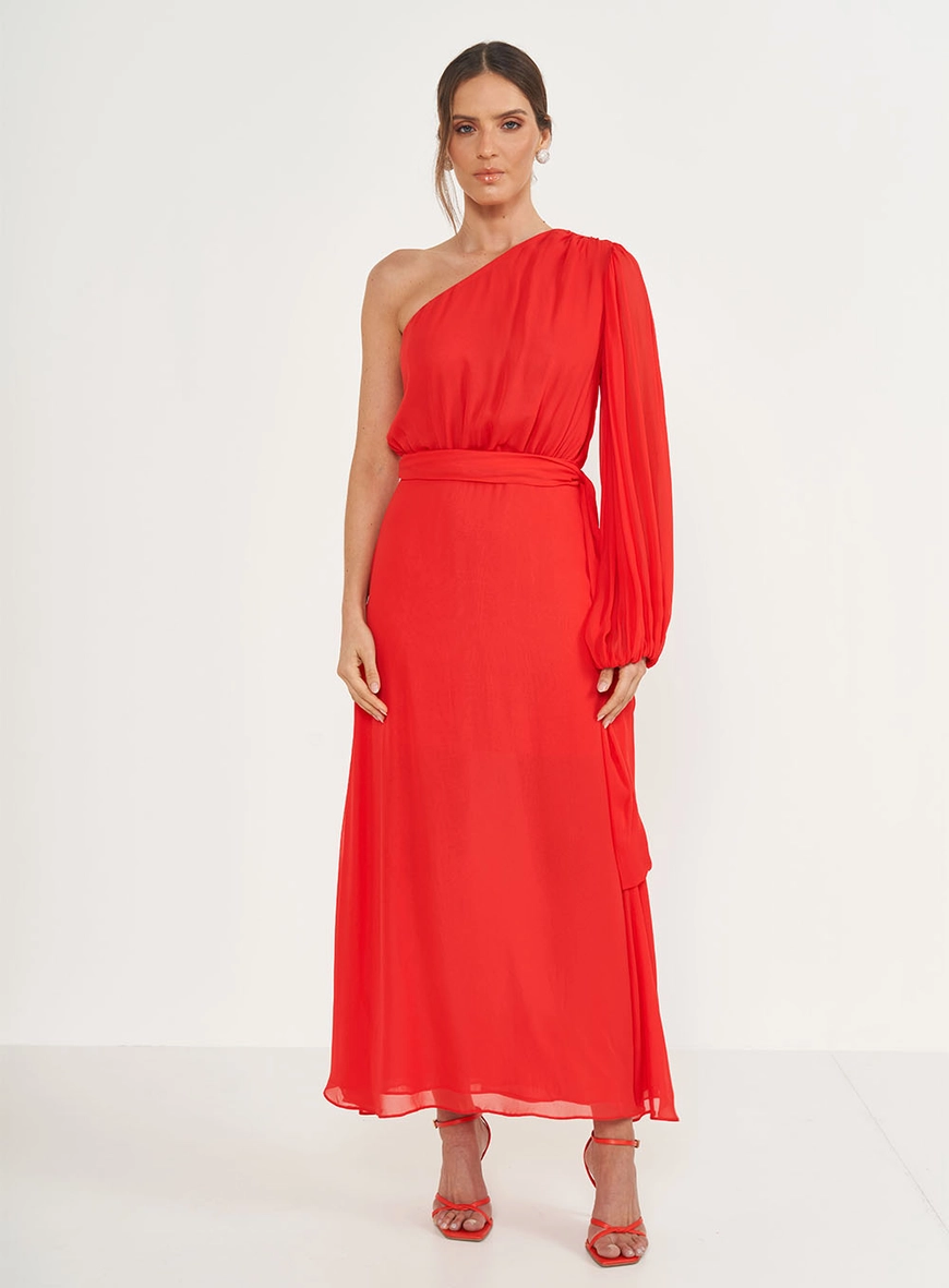 Vestido Midi Comfort Uma Manga Bufante