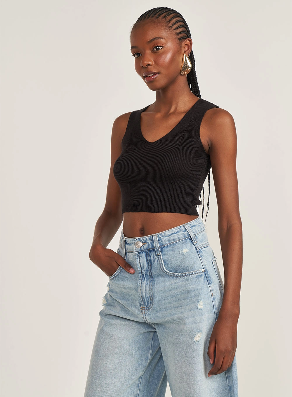 Top Slim Em Tricô Preto