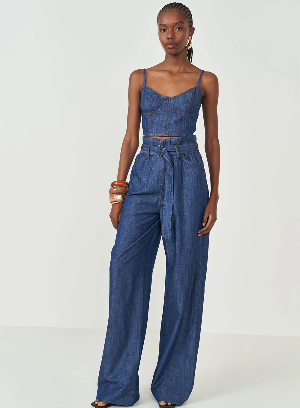 Top Slim Jeans Estruturado Com Lastex Índigo