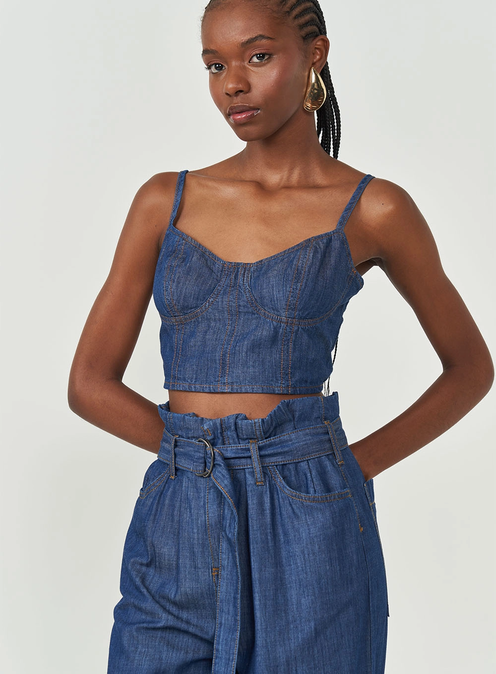 Top Slim Jeans Estruturado Com Lastex Índigo