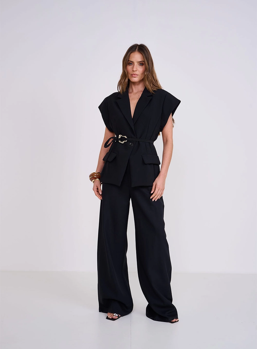 Blazer Comfort Com Cinto Mangas Curtas