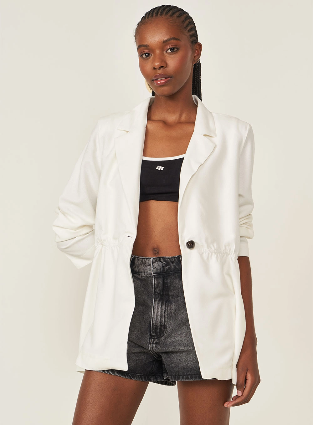 Blazer Comfort Acinturado Off Shell