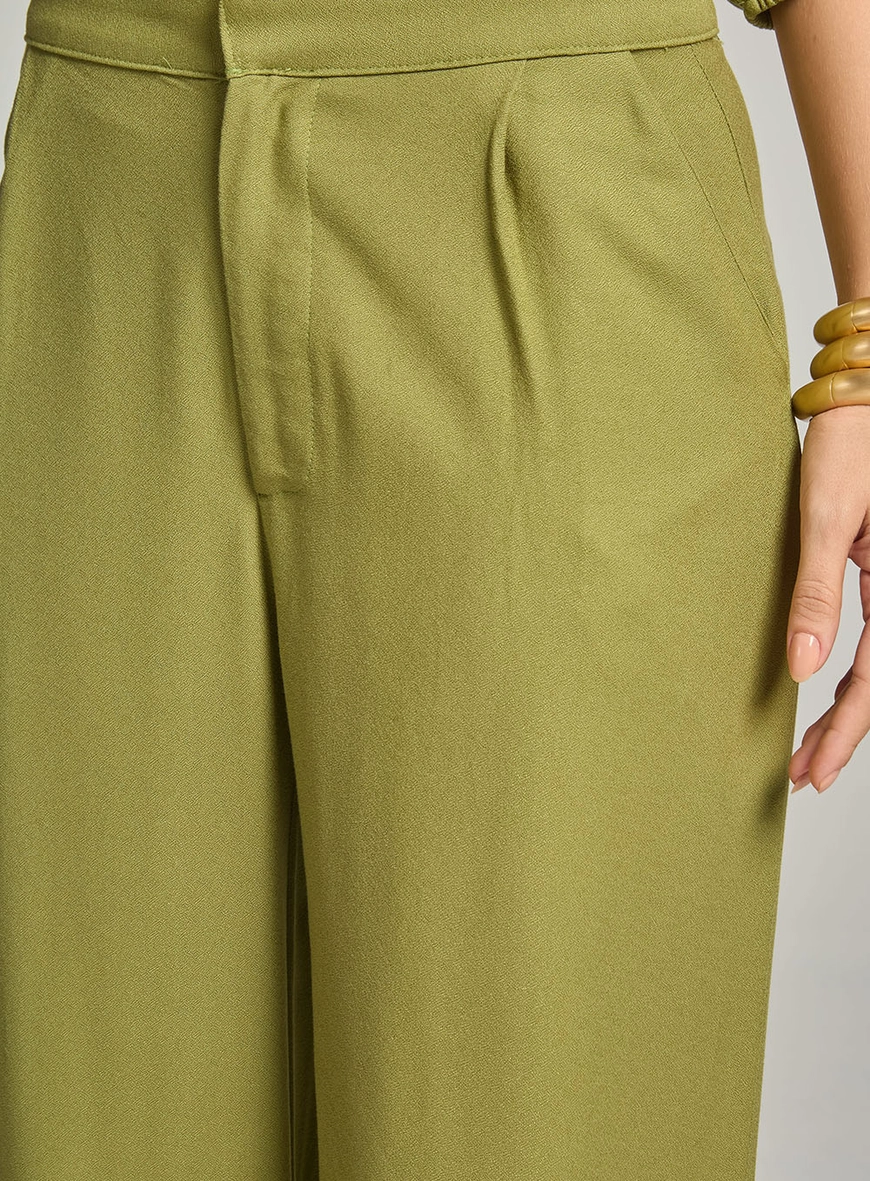 Calça Alfaiataria Pantalona Verde 2
