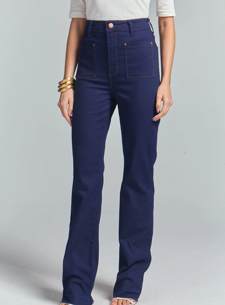 Calça Jeans Feminina Slim Com Detalhe Frontal Índigo 2