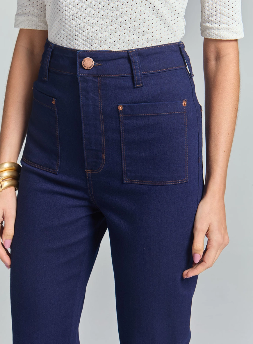Calça Jeans Feminina Slim Com Detalhe Frontal Índigo 3