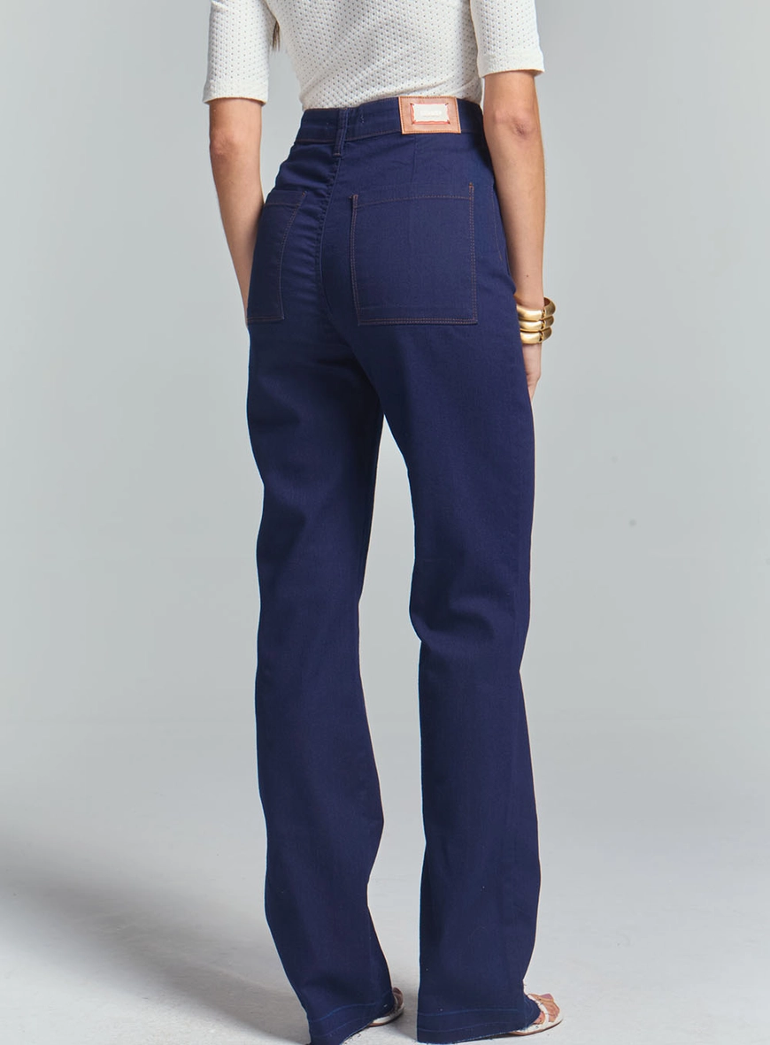 Calça Jeans Feminina Slim Com Detalhe Frontal Índigo 4