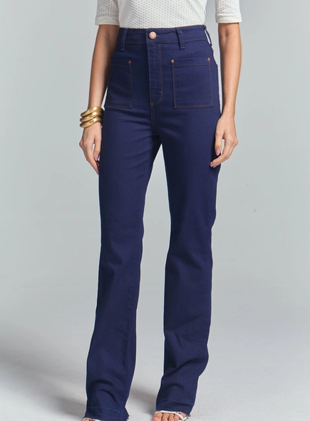 Calça Jeans Feminina Slim Com Detalhe Frontal