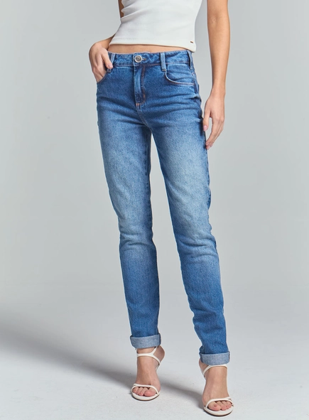 Calça Jeans Feminino Skinny Cintura Média