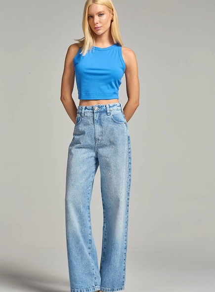 Calça Jeans Baggy Com Aplicação
