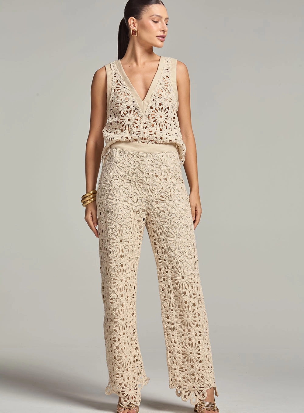 Calca Tecido Plano 1 Feminino Sommer Bege 1