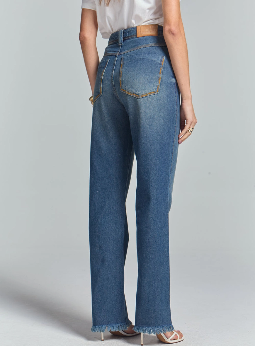Calça Jeans Reta Cintura Alta Índigo 4