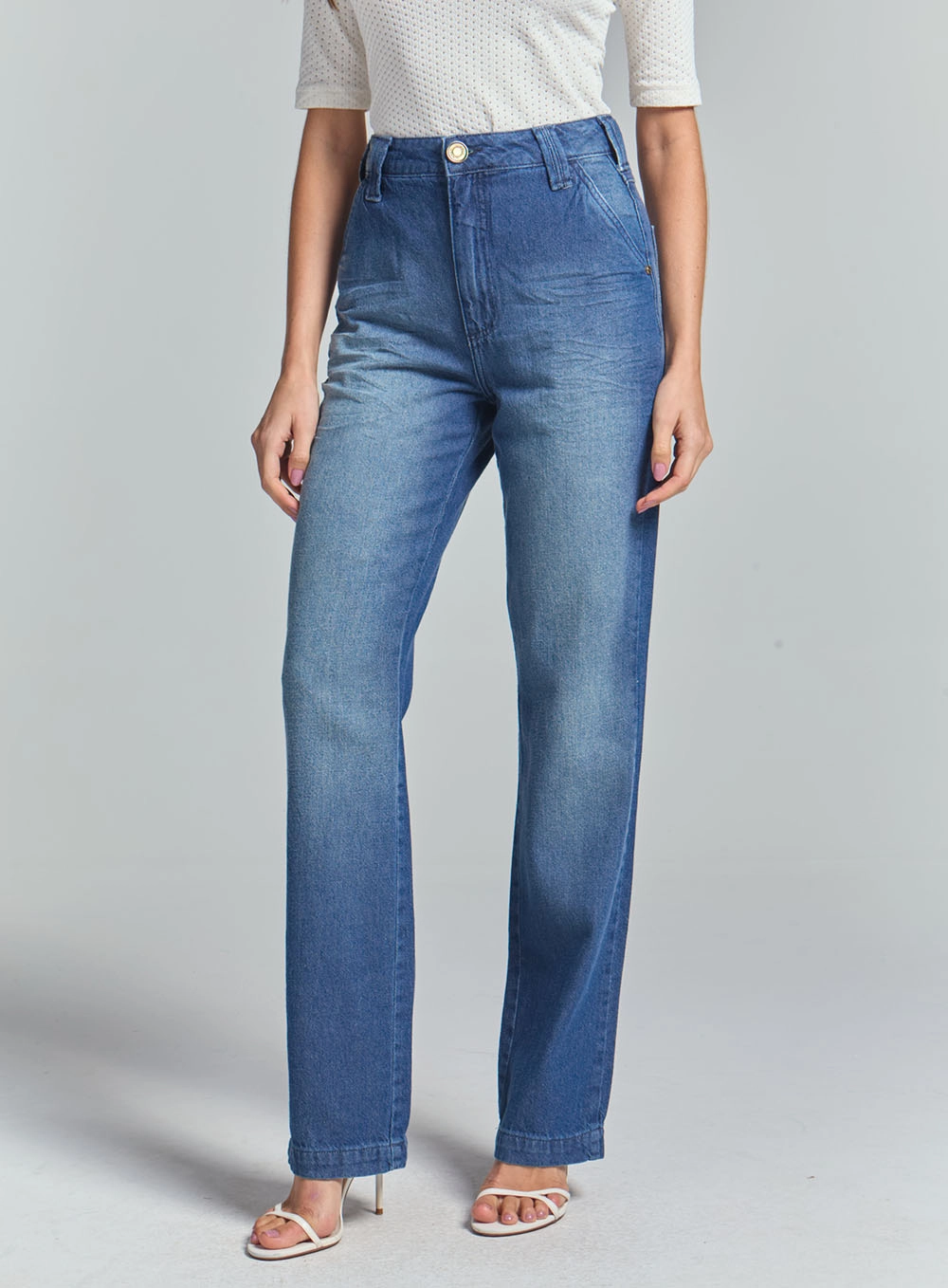 Calça Jeans Feminina Reta Índigo 2