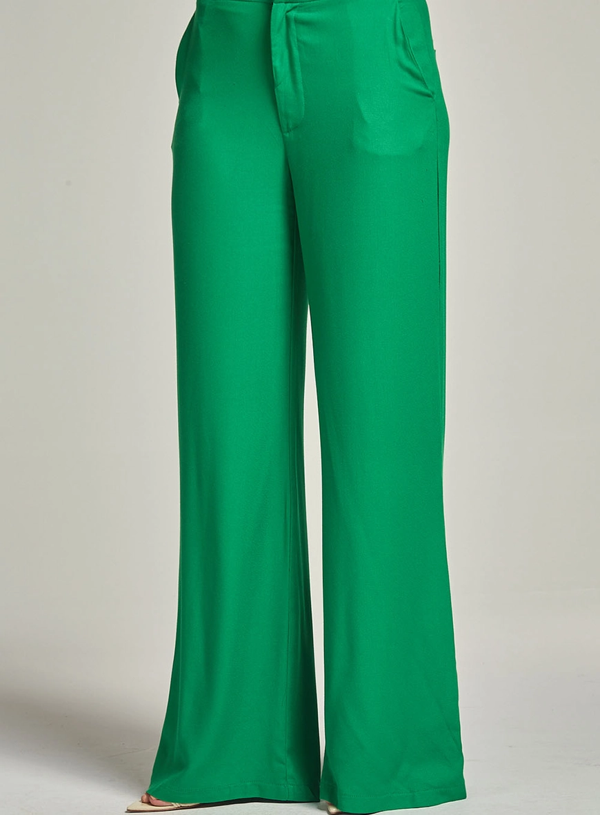 Calça Wide Leg Com Bolso Faca Verde Vanity 2
