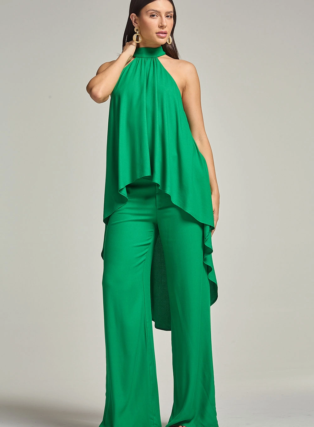 Calça Wide Leg Com Bolso Faca Verde Vanity 1