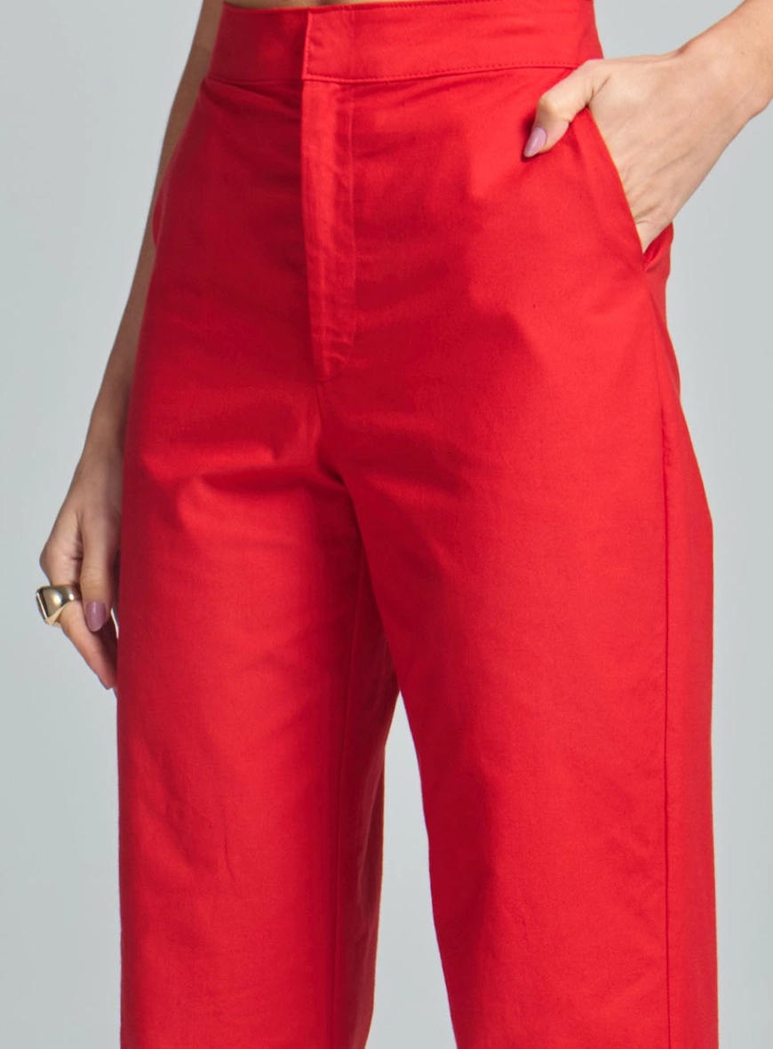 Calça Feminina Alfaiataria Reta Vermelho 3